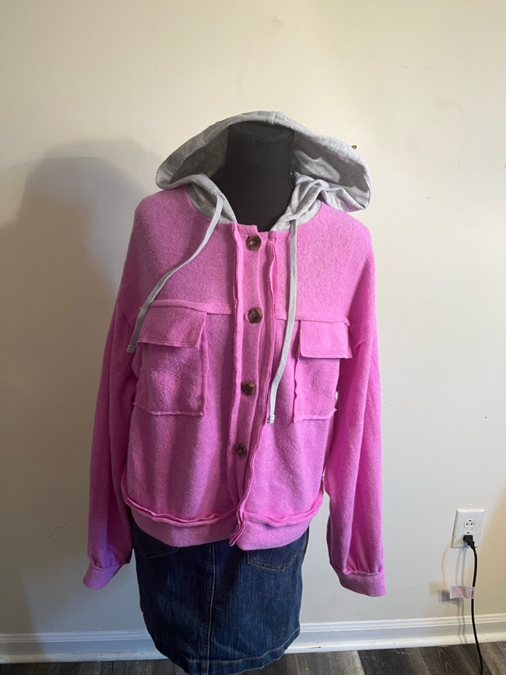 Zenana Outfitters Pink Hooded Sweatshirt
